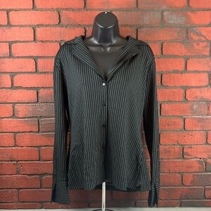 Mango MNG Woman's Button Down Pin Stripe Long Sleeve Woman‎ Top 2XL